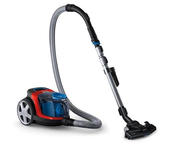 Philips FC9351/01 bagless vacuum cleaner fully assembled with curved hose, tube and floor nozzle