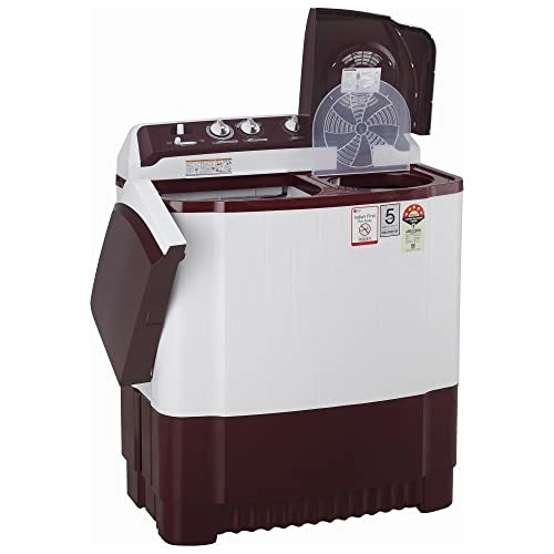 LG 8 Kg 5 Star Semi-Automatic Top Loading Washing Machine (P8030SRAZ, Burgundy, Collar Scrubber)