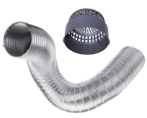 Frendz 4 Inch 15 feet Chimney Exhaust Pipe With Free Cowl Cover (FLEXIBLE ALUMINIUM DUCT PIPE UPTO 15 Feet)