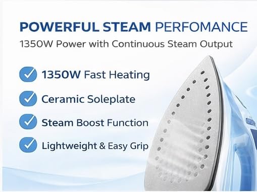 Philips DST1510/20 ceramic soleplate with steam holes and a list of key features