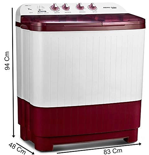 Voltas Beko 7 kg Semi-Automatic Top Loading Washing Machine (WTT70DBRT,Burgundy) 2020