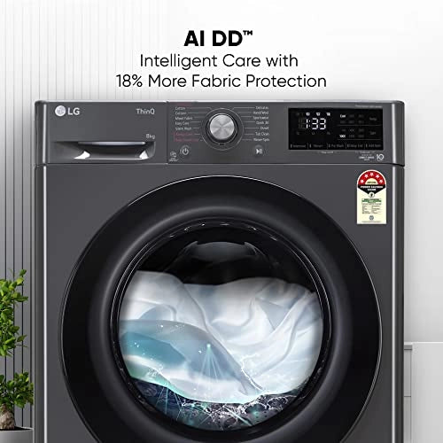 LG 8 Kg 5 Star Inverter Wi-Fi Fully-Automatic Front Loading Washing Machine with Heater (FHP1208Z5M, Middle Black)