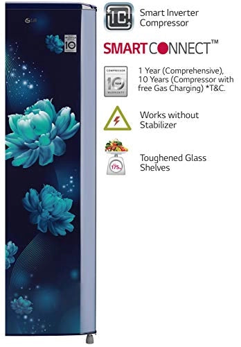 LG 270 L 3 Star Inverter Direct-Cool Single Door Refrigerator (GL-B281BBCX, Blue Charm, Moist 'N' FRESH)