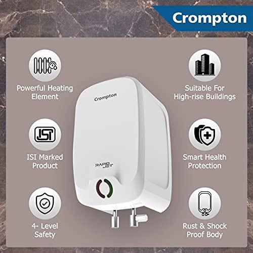 Crompton Rapid Jet 3-L Instant Water Heater with Advanced 4 level Safety (White)