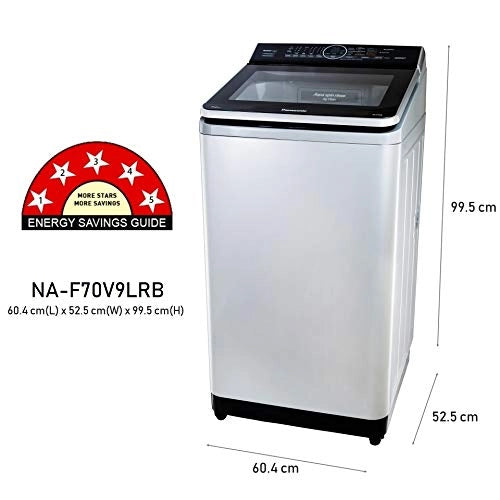 Panasonic Econavi 7 Kg 5 Star Built-In Heater Fully-Automatic Top Loading Washing Machine (NA-F70V9LRB, Silver)