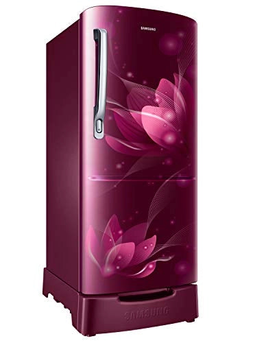 Samsung 192 L 2 Star Direct Cool Single Door Refrigerator (RR20A281BR8/NL, SAFFRON RED, Base stand drawer)