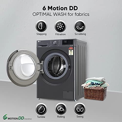 LG 8 Kg 5 Star Inverter Fully-Automatic Front Loading Washing Machine with Heater (FHV1408Z2M, Middle Black,)