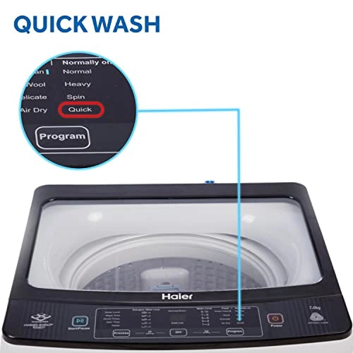 Haier HWM70-826NZP 7 Kg Fully-Automatic Top Loading Washing Machine, Dual Magic Filter ( Moonlight Grey, Quick Wash)