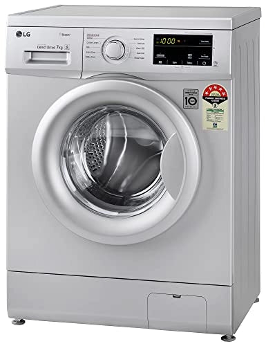 LG 7 Kg 5 Star Inverter Touch Control Fully-Automatic Front Load Washing Machine with Heater (FHM1207SDL, Silver)