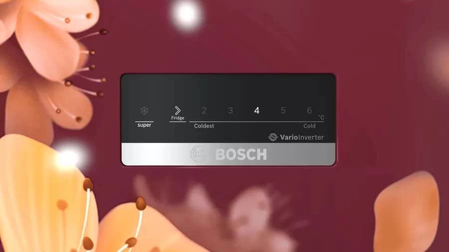 Bosch 263 Liters 3 star Double Door Refrigerator (CTN27W13NI, Red)