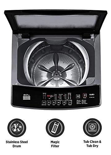Panasonic 8 Kg 5 Star Fully-Automatic Top Load Washing Machine (NA-F80LF1HRB, Grey, Durable Metal Body, 8 Wash Program)