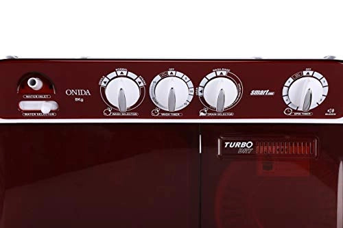 Onida 8.0 kg 5 Star Semi-Automatic Top Loading Washing Machine (S80SCTR, Lava Red)