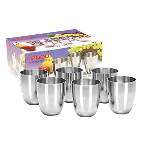 Vinod Stainless Steel Vento Glass - Six Glasses in one Box (300 ml)