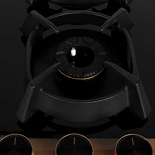 Faber Hobtop Utopia HT604 CRS BR CI AI 4 Brass Burner Auto Electric Ignition Glass Top (Black)