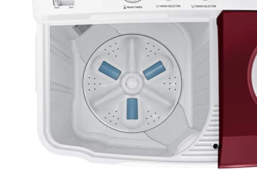 Samsung 8.0 Kg Semi-Automatic 5 Star Top Loading Washing Machine (WT80R4000RG/TL, Light Grey, Wine Red Lid (Opaque), Hexa Storm Pulsator)