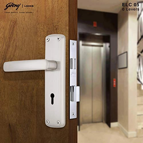 GODREJ DOOR LOCKS COMBIPACK WITH 6 LEVER MORTISE LOCK ELC 05 Satin(6647)