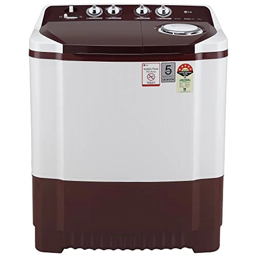 LG 8 Kg 5 Star Semi-Automatic Top Loading Washing Machine (P8030SRAZ, Burgundy, Collar Scrubber)