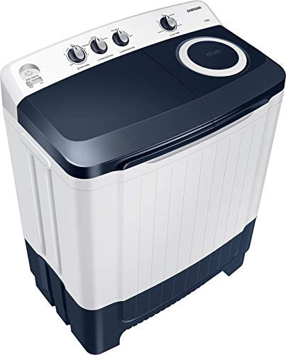 Samsung 8.5 Kg Semi-Automatic 5 Star Top Loading Washing Machine (WT85R4200LL/TL, Light Grey, Royal Blue Lid (Transparent), Hexa Storm Pulsator)