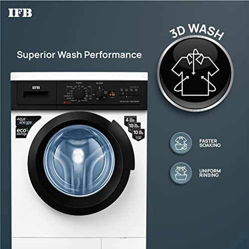 IFB 6 Kg 5 Star Front Load Washing Machine 2X Power Dual Steam (DIVA PLUS BXS 6008, White & Black, Hard Water Wash)