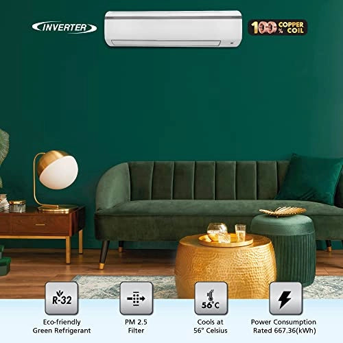 Daikin 1.5 Ton 5 Star Highest ISEER (5.8), Dew Clean Technology, Inverter Split AC (Copper, PM 2.5, 2022, FTKF50U, White)