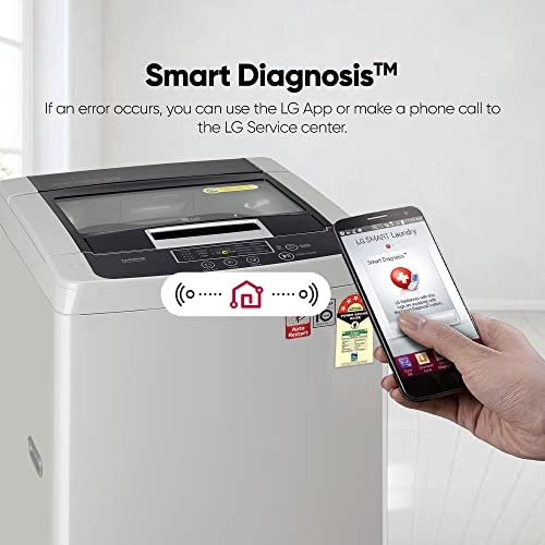 LG 7.5 Kg 5 Star Smart Inverter Fully-Automatic Top Load Washing Machine (T75SKSF1Z, Silver, TurboDrum | Smart Motion)