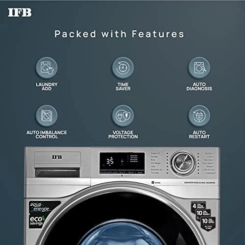 IFB 8 Kg 5 Star Front Load Washing Machine 2X Power Dual Steam (SENATOR WSS 8014, Silver, Hard Water Wash)