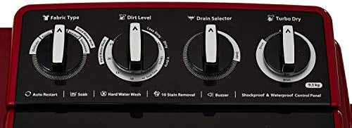 Whirlpool 9.5 kg Semi-Automatic Top Loading Washing Machine (ACE XL 9.5, Coral Red, 3D Scrub Technology)