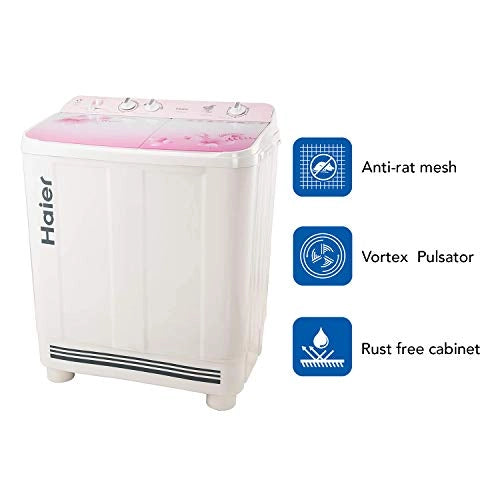 Haier 9 Kg Semi-Automatic Top Loading Washing Machine (HTW90-1159FL, Pink)
