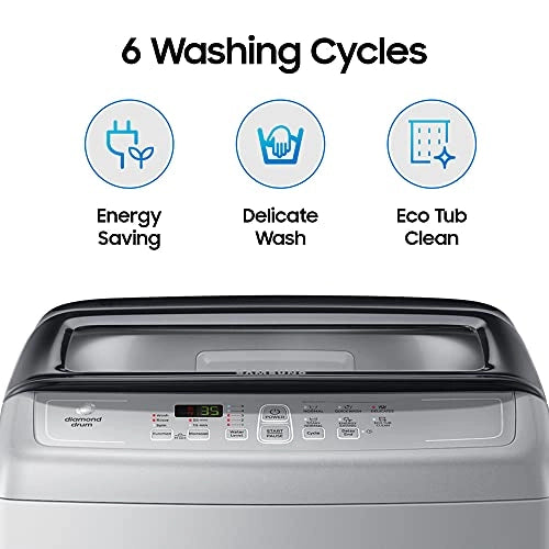 Samsung 6.5 kg Fully-Automatic Top Loading Washing Machine (WA65A4002VS/TL, Imperial Silver, Diamond Drum)