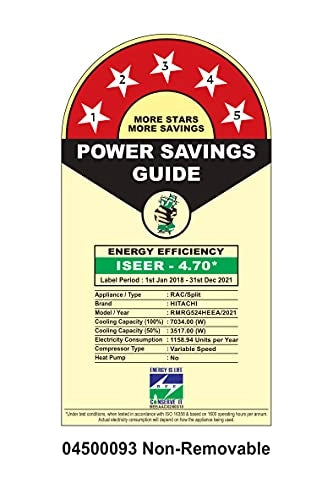 Hitachi 2 Ton 5 Star Inverter Split AC