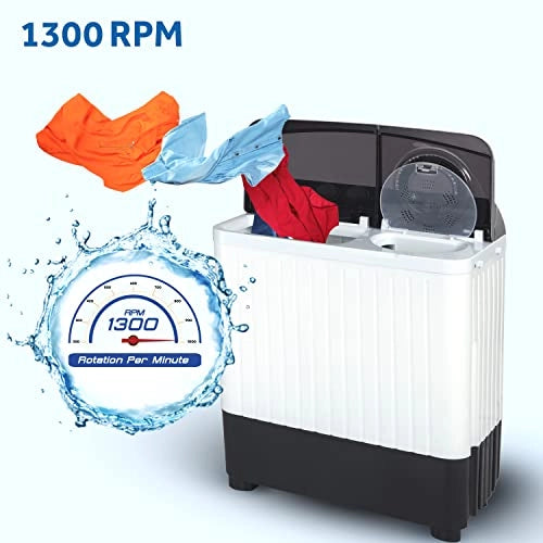 Haier 7 Kg Semi-Automatic Top Loading Washing Machine with 1300 RPM, Castors (HTW70-186S, Grey)