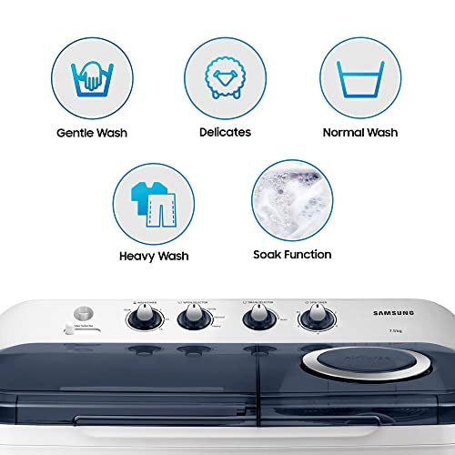 Samsung 7.5 kg Semi-Automatic Top Loading Washing Machine (WT75M3200LL/TL, Light Grey, Air turbo drying)