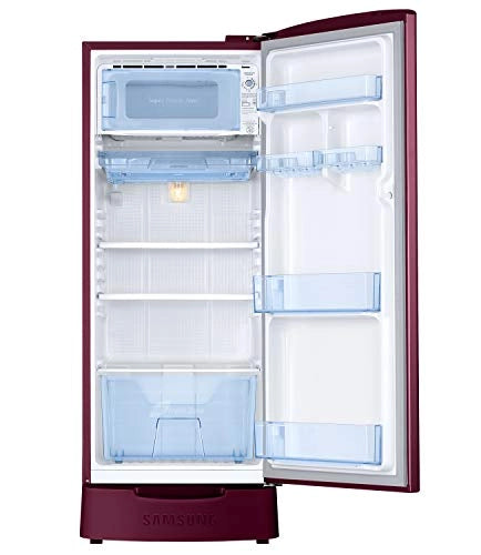 Samsung 192 L 2 Star Direct Cool Single Door Refrigerator (RR20A281BR8/NL, SAFFRON RED, Base stand drawer)
