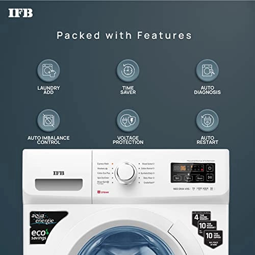 IFB 7 Kg 5 Star Front Load Washing Machine 2X Power Dual Steam (NEO DIVA VXS 7010, White, Hard Water Wash )