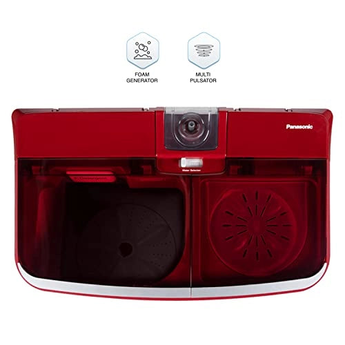 Panasonic 8 kg Semi-Automatic Top Loading Washing Machine (NA-W80H5RRB, Shiny red)