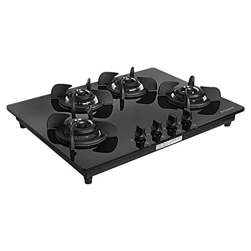 Faber Hob/Hobtop 4 Brass Burner Electric Auto Ignition, Glass Top (HOB ULTIMA HT724 CRS BR CI AI ) - Black, 72 cm