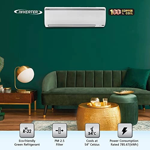 Daikin 1.5 Ton 5 Star Voice &amp; Mobile control, Triple Display, Dew Clean Technology, Inverter Split AC (Copper, PM 2.5, 2022, FTKR50U, White)