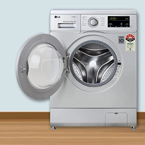 LG 7 Kg 5 Star Inverter Touch Control Fully-Automatic Front Load Washing Machine with Heater (FHM1207SDL, Silver)