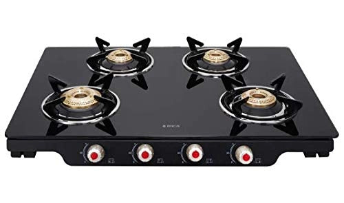 Elica Glass 4 Burner Auto Ignition Gas Stove (Patio ICT 469 BLK AI S)