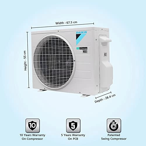Daikin 1 Ton 4 Star Triple Display, Dew Clean Technology, Inverter Split AC (Copper, PM 2.5, 2022, FTKT35U, White)