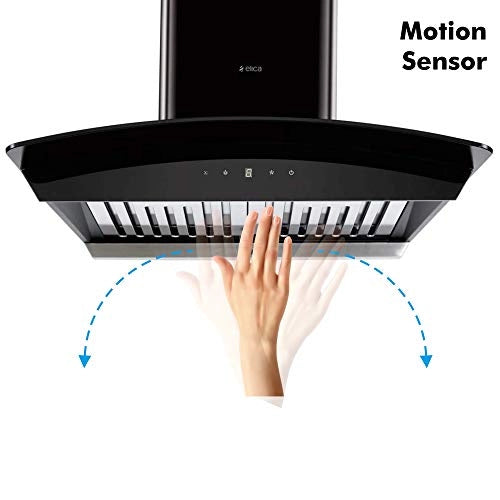 Elica 60 cm 1200 m3/hr Auto Clean Chimney (WDAT HAC 60 MS NERO, Touch + Motion Sensor Control, Black)
