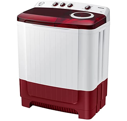 Samsung 8.5 Kg Semi-Automatic 5 Star Top Loading Washing Machine (WT85R4200RR/TL, Light Grey, Red Lid (Transparent), Hexa Storm Pulsator)