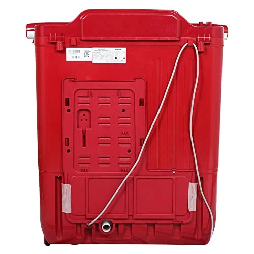 Lloyd 8 Kg 5 Star Semi-Automatic Top Load Washing Machine (GLWMS80AWMEL, Off White Lids & Ruby Red Tub)