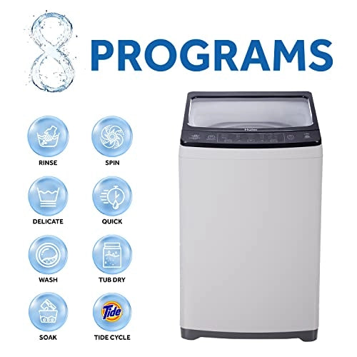 Haier HWM70-826NZP 7 Kg Fully-Automatic Top Loading Washing Machine, Dual Magic Filter ( Moonlight Grey, Quick Wash)