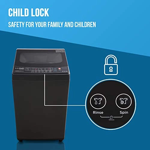 Lloyd 7.0 Kg Fully automatic Top Load Washing Machine (Insta Wash, LWMT70GI1, Dark Grey, Ultra Cube Wash Technology)
