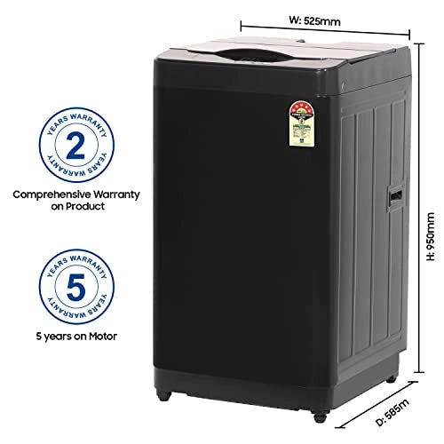 ONIDA 8 kg 5 Star Fully Automatic Top Load Washing Machine (T80CMB, Black, Hexa Crystal Drum)