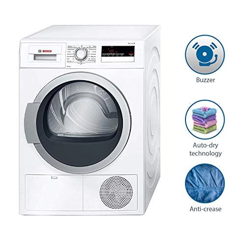 Bosch 8 kg Inverter Fully Automatic Condenser Dryer (WTB86202IN, White, Inbuilt Heater)