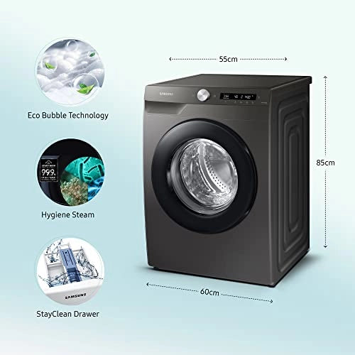 Samsung 9 Kg 5 Star Wi-Fi Inverter Fully-Automatic Front Loading Washing Machine (WW90T504DAN1TL, Inox, In-Built Heater)