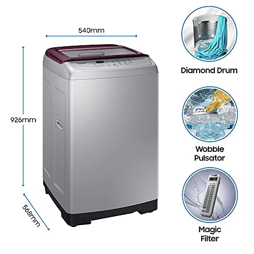 Samsung 7.5 kg Fully-Automatic Top Loading Washing Machine (WA75A4022FS/TL, Imperial Silver, Wobble Technology)