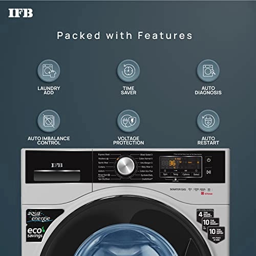 IFB 8 Kg 5 Star Front Load Washing Machine 2X Power Dual Steam (SENATOR SXS 8012, Silver, Hard Water Wash)